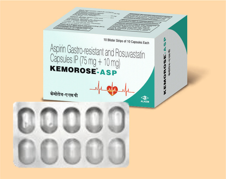 Kemorose Asp Capsules (10'S) (10'S) Rosuvastatin 10 Mg + Aspirin 75 Mg By Alkem1