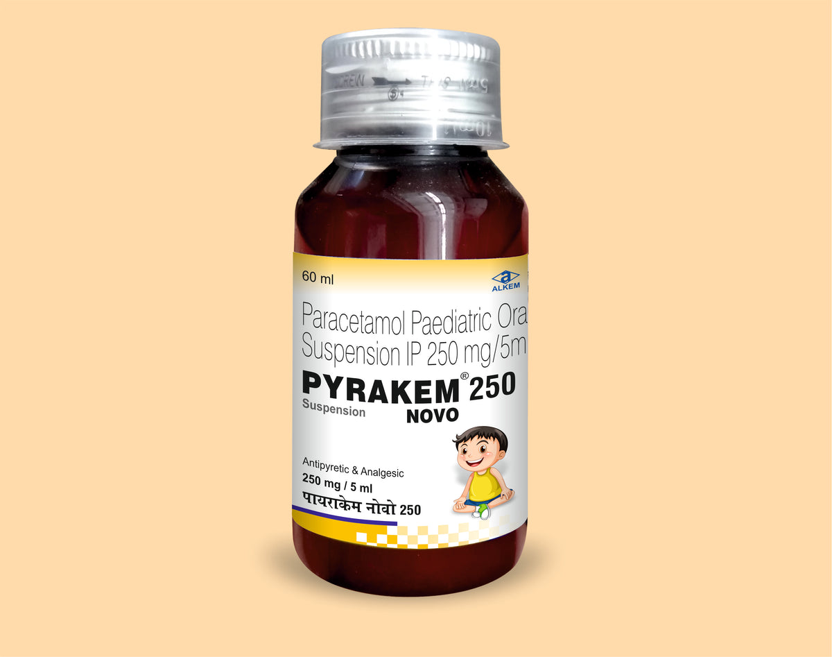PYRAKEM NOVO 250 SUSPENSION (60ML) (60 ml) Paracetamol 250 Mg by Alkem1