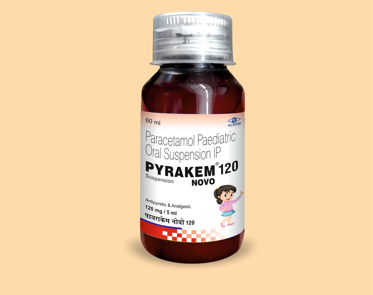 PYRAKEM NOVO 120 SUSPENSION 60ML (60 ml) Paracetamol 120 Mg by Alkem1