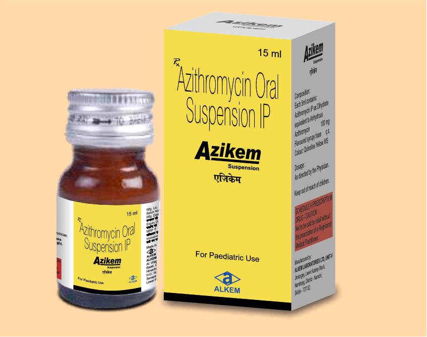 AZIKEM KID SUSPENSION (15ML) (15 ml) Azithromycin 100 Mg by Alkem1