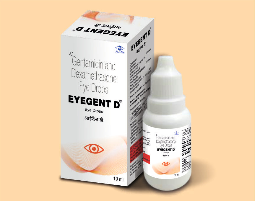EYEGENT D EYE DROPS (10ML) (10 ml) Gentamicin 0.3% W/V + Dexamethasone Sodium Phosphate 0.1% W/V by Alkem1