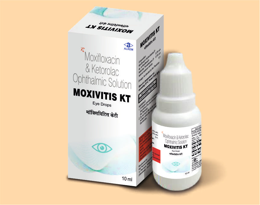 Moxivitis Kt Eye Drops (10Ml) (10 Ml) Moxifloxacin 0.5% W/V, Ketorolac Tromethamine 0.5% W/V Eye Drops By Alkem1