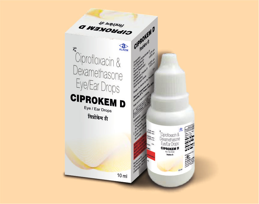 Ciprokem D Eye/Ear Drops (10Ml) (10 Ml) Ciprofloxacin 0.3% W/V, Dexamethasone 0.1% W/V Eye/Ear Drops By Alkem1