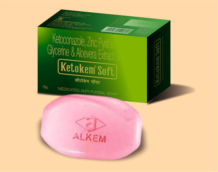 KETOKEM SOFT SOAP 75GM (75 gm) Ketoconazole 1% W/W + Zinc Pyrithione 1% W/W + Glycerine 3% W/W + Aloevera Extract 2% W/W by Alkem1