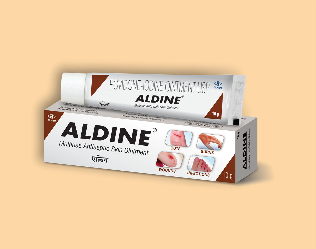 ALDINE OINTMENT 10 GM (10 gm) Povidone Iodine 5% W/W by Alkem1