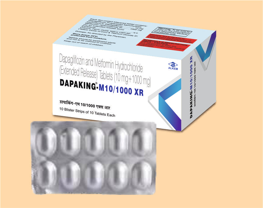 DAPAKING-M 10/1000 XR TABLETS (10'S) (10's) Dapagliflozin 10 Mg + Metformin Hcl 1000 Mg by Alkem1