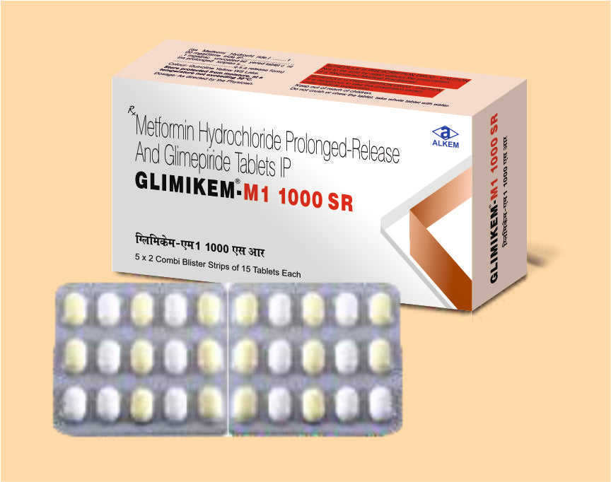 Glimikem-M1-1000 Sr Tablets (15'S) (15'S) Glimepiride 1 Mg + Metformin 1000 Mg By Alkem1