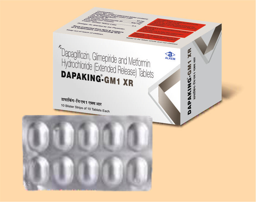 Dapaking Gm1 Xr Tablets (10'S) (10'S) Glimepiride 1 Mg + Metformin Hydrochloride 500 Mg + Dapagliflozin 10 Mg By Alkem1