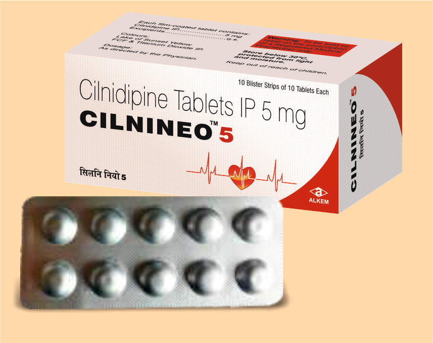 CILNINEO 5 TABLETS (10'S) (10's) Cilnidipine 5 Mg by Alkem1