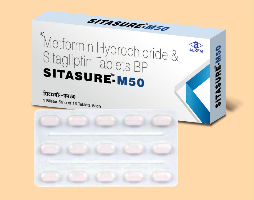 SITASURE - M50 TABLETS (15'S) (15's) Sitagliptin 50 Mg + Metformin 500 Mg by Alkem1