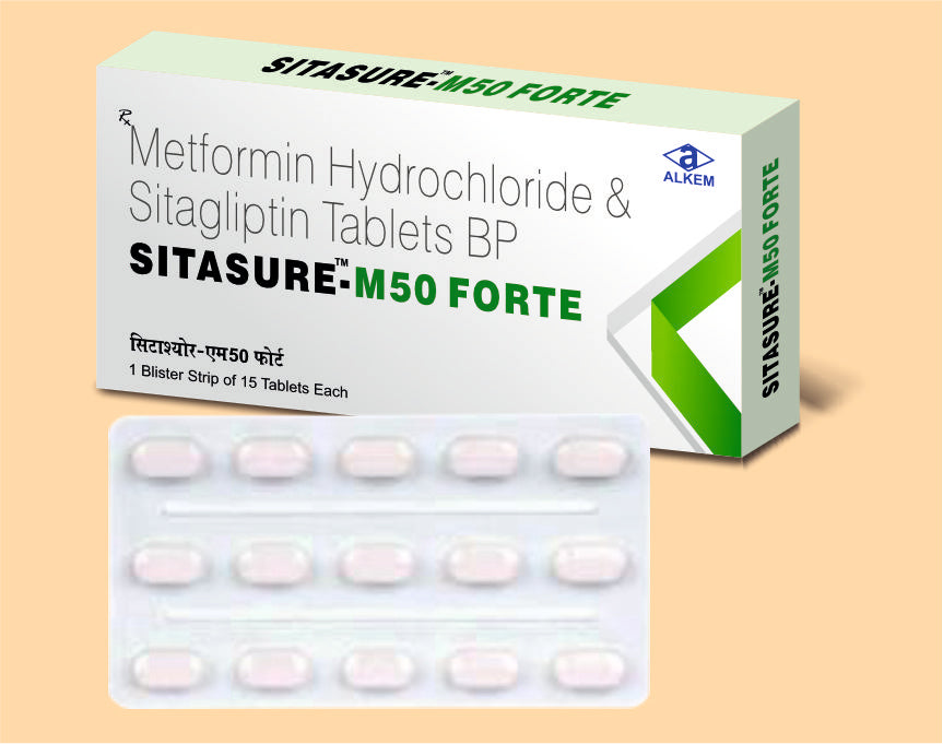 SITASURE M50 FORTE TABLETS (15'S) (15's) Sitagliptin 50 Mg + Metformin 1000 Mg by Alkem1