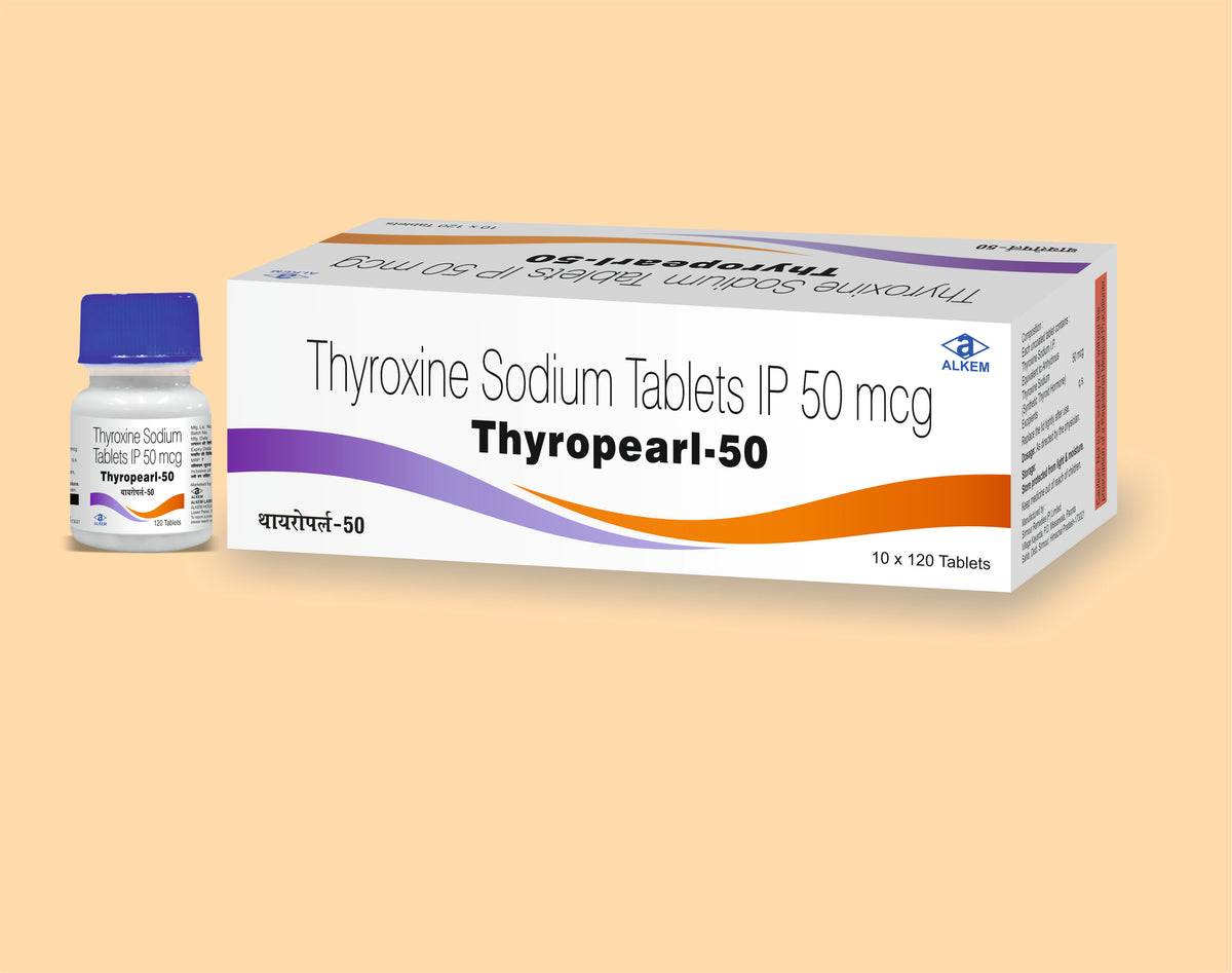 Thyropearl 50 Tablets (120'S) (120'S) Thyroxine Sodium 50 Mcg Tab By Alkem1