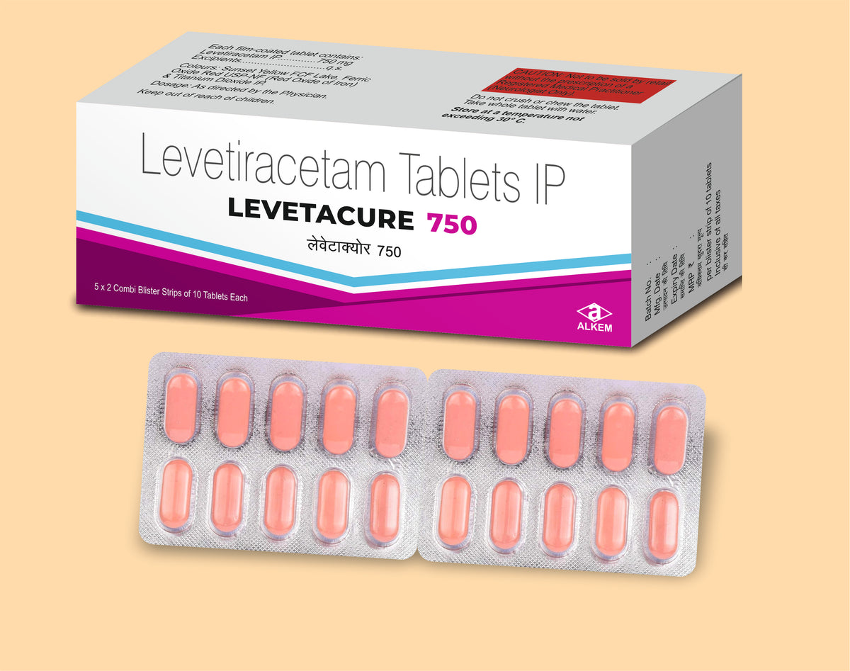 Levetacure-750 Tablets (10'S) (10'S) Levetiracetam 750 Mg By Alkem1