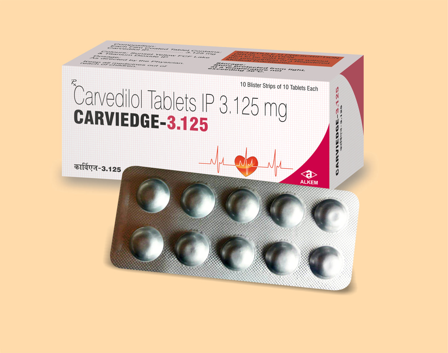 Carviedge - 3.125 Tablet (Carvedilol 3.125 mg)