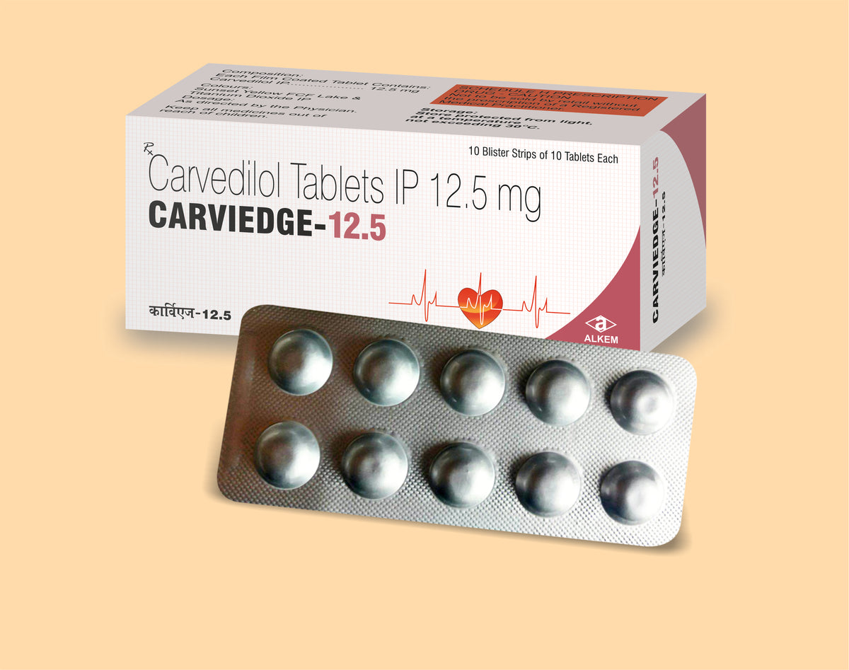 CARVIEDGE- 12.50 TABLETS (10'S) (10's) Carvedilol 12.5 Mg by Alkem1