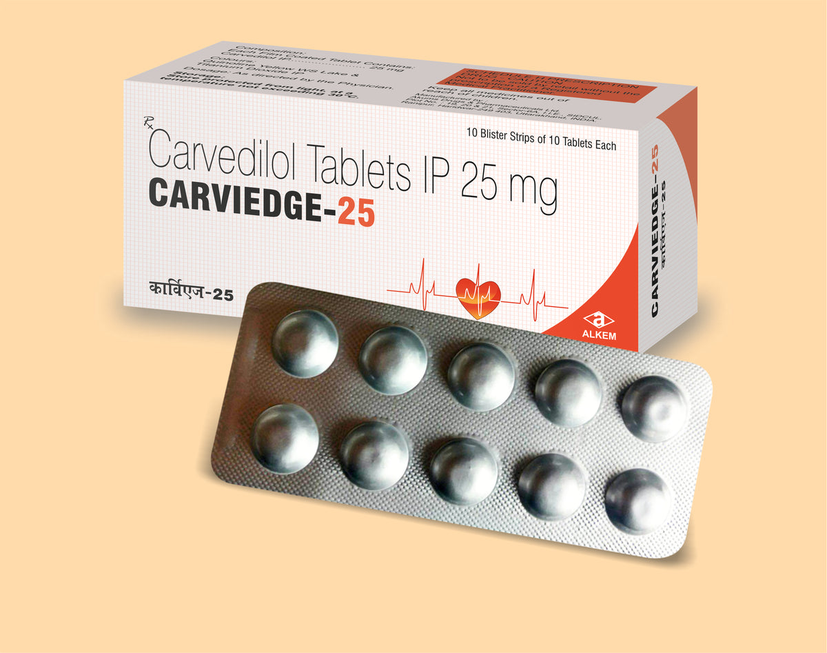 Carviedge- 25 Tablets (10'S) (10'S) Carvedilol 25 Mg By Alkem1