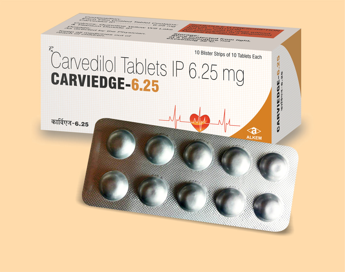 CARVIEDGE- 6.25 TABLETS (10'S) (10's) Carvedilol 6.25 Mg by Alkem1