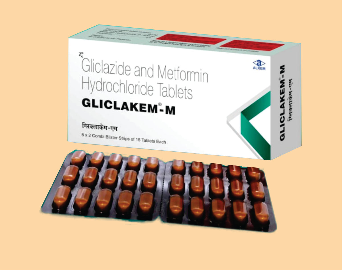 GLICLAKEM M500 TABLETS (15'S) (15's) Gliclazide 80 Mg + Metformin 500 Mg by Alkem1