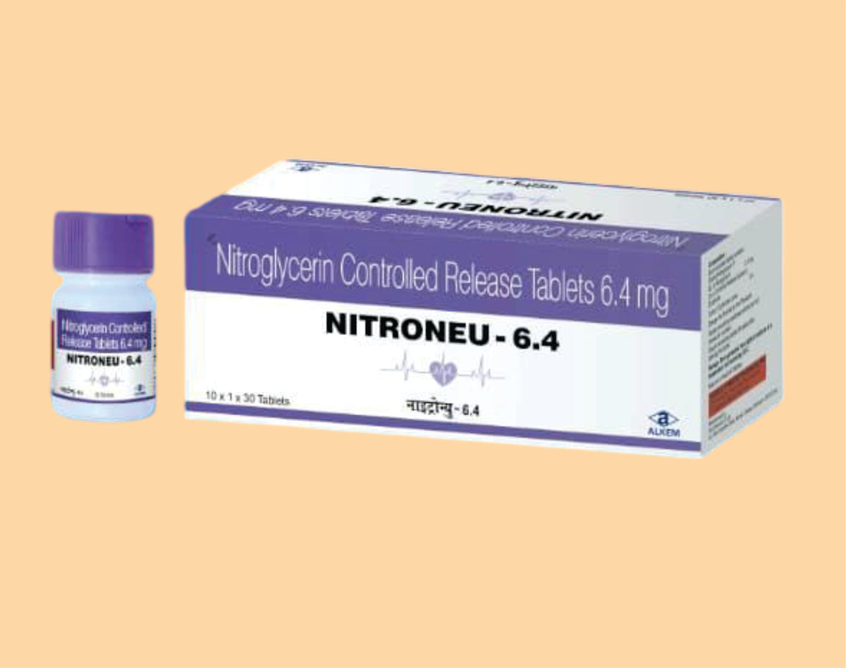 NIITONEU - 6.4 Tablets (30's) (30's) Nitroglycerin 6.4 Mg by Alkem1