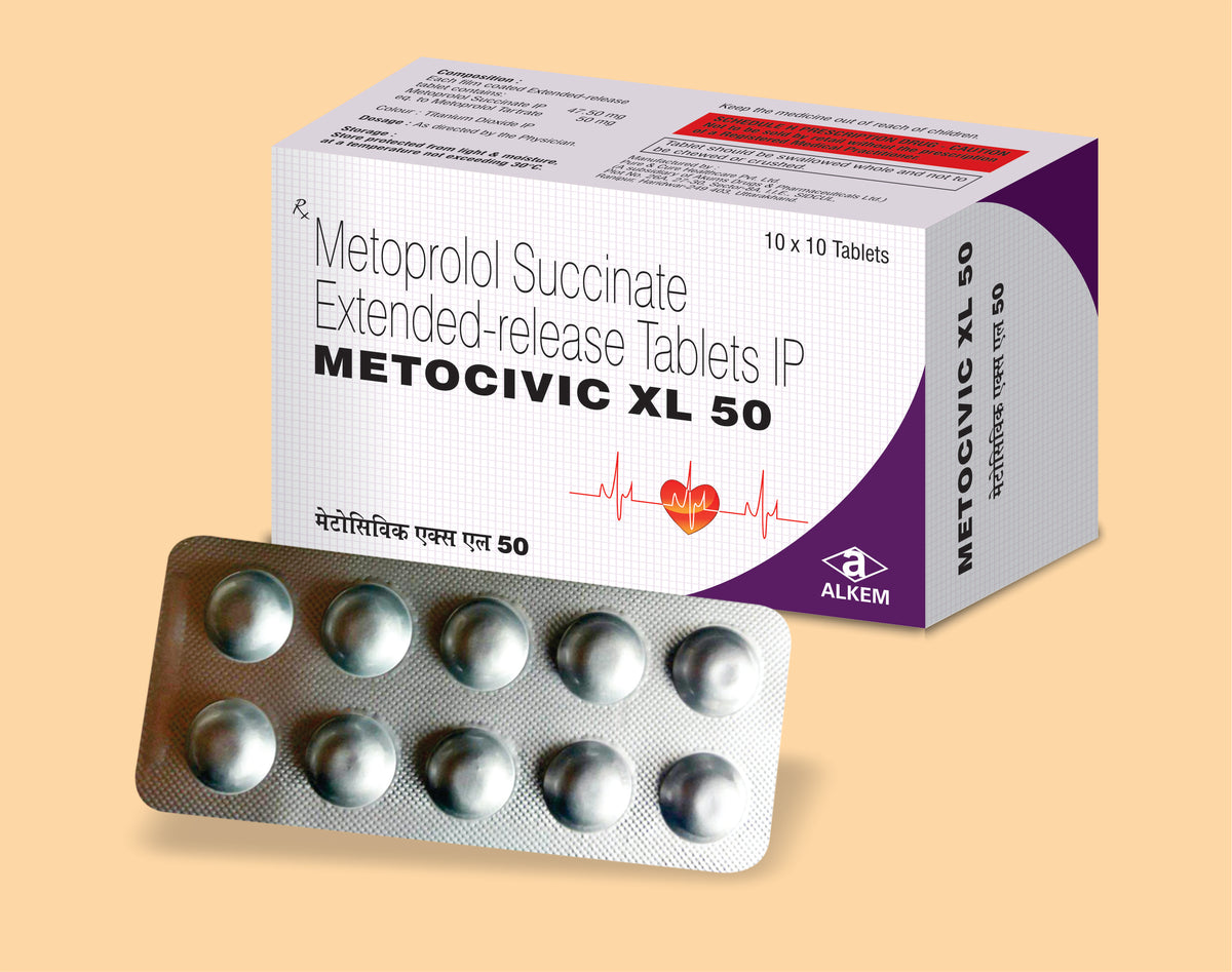 METOCIVIC XL 50 TABLETS (10'S) (10'S) Metoprolol Tartrate 50Mg by Alkem1