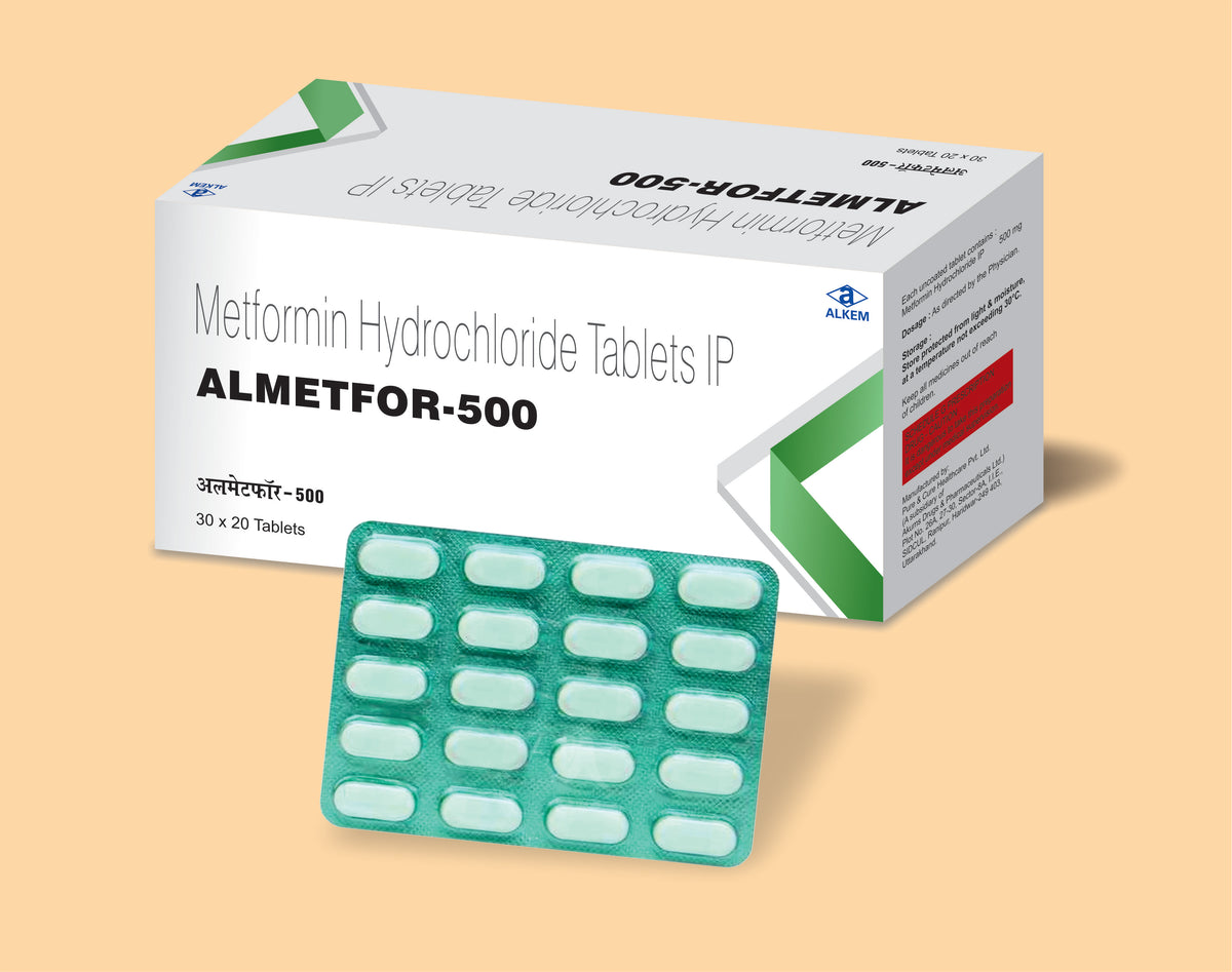 ALMETFOR 500 GREEN PVC (20's) Metformin 500 Mg by Alkem1
