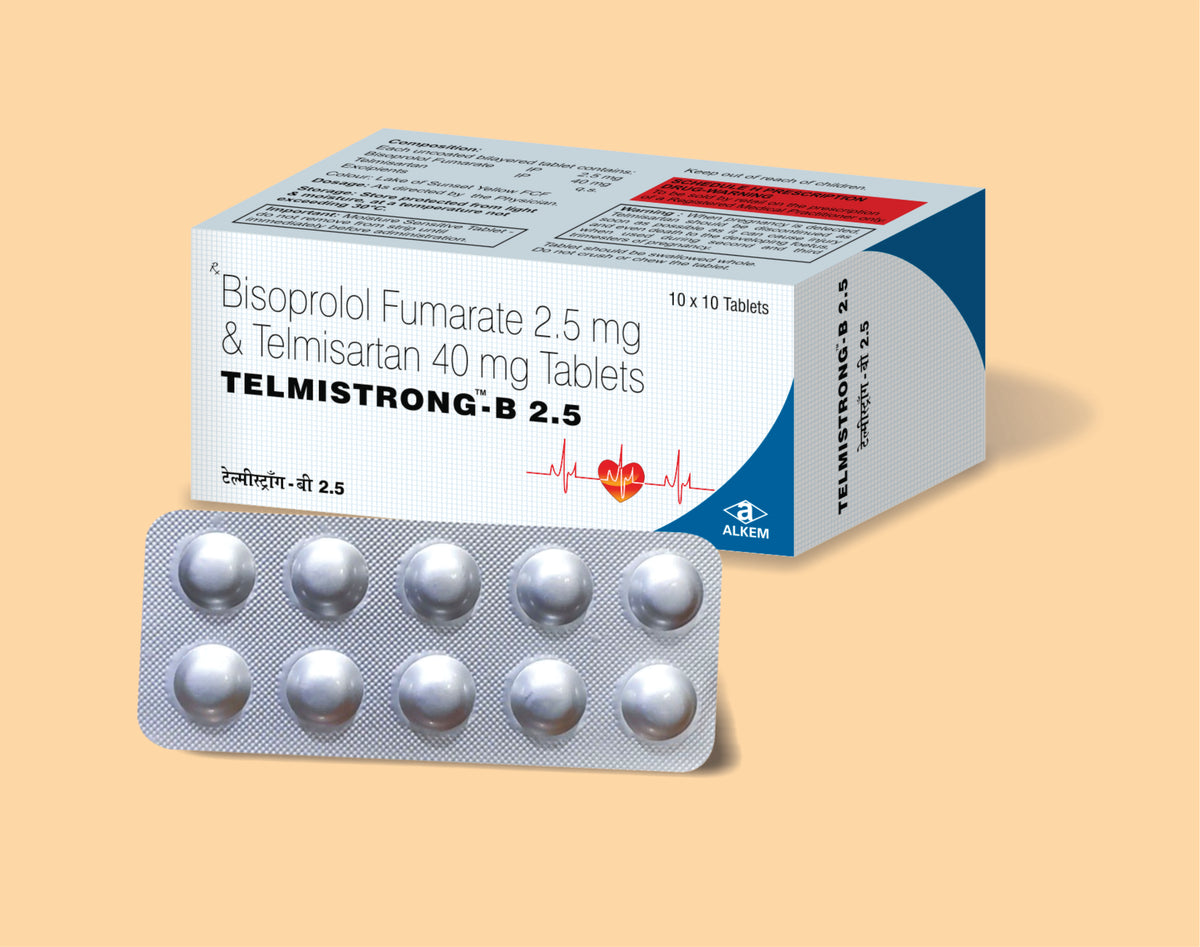 TELMISTRONG - B 2.5 TABLETS (10S) (10'S) Telmisartan 40 Mg + Bisoprolol 2.5 Mg by Alkem1