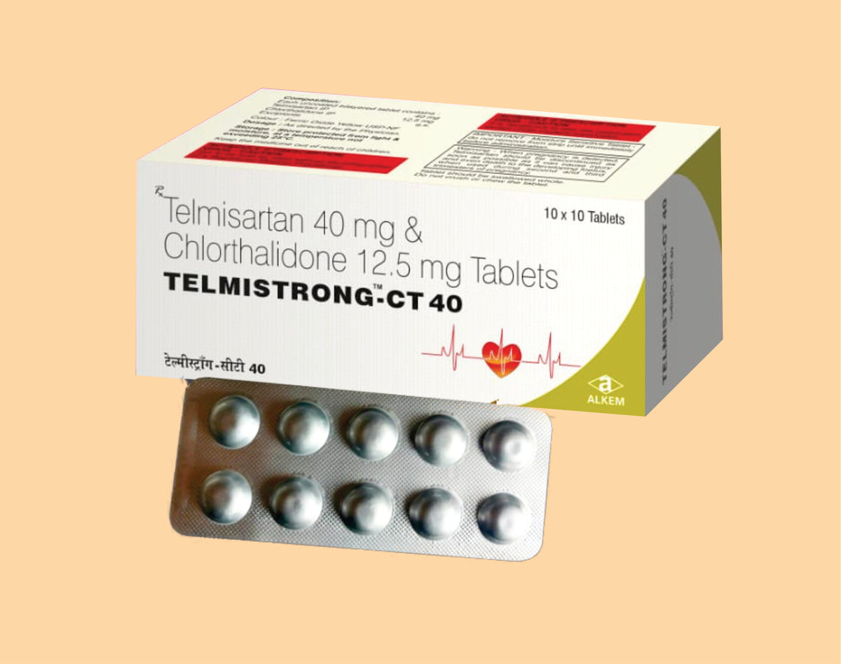 TELMISTRONG CT - 40 TABLETS (10'S) (10'S) Telmisartan 40 Mg + Chlorthalidone 12.5 Mg by Alkem1