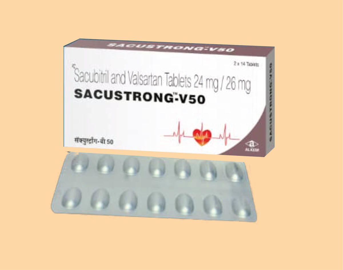 SACUSTRONG - V 50 Tablets (14's) (14's) Sacubitril 24 Mg + Valsartan 26 Mg by Alkem1