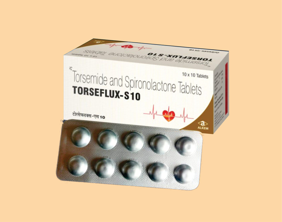 TORSEFLUX - S10 TABLETS (10'S) (10'S) Torsemide 10 Mg + Spironolactone 50 Mg by Alkem1