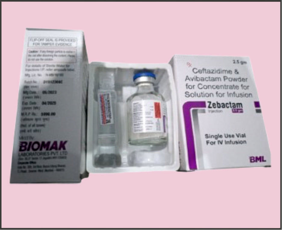 ZEBACTUM 2.5MG Injection (Ceftazidime 2 G And Avibactam 0.5 G)
