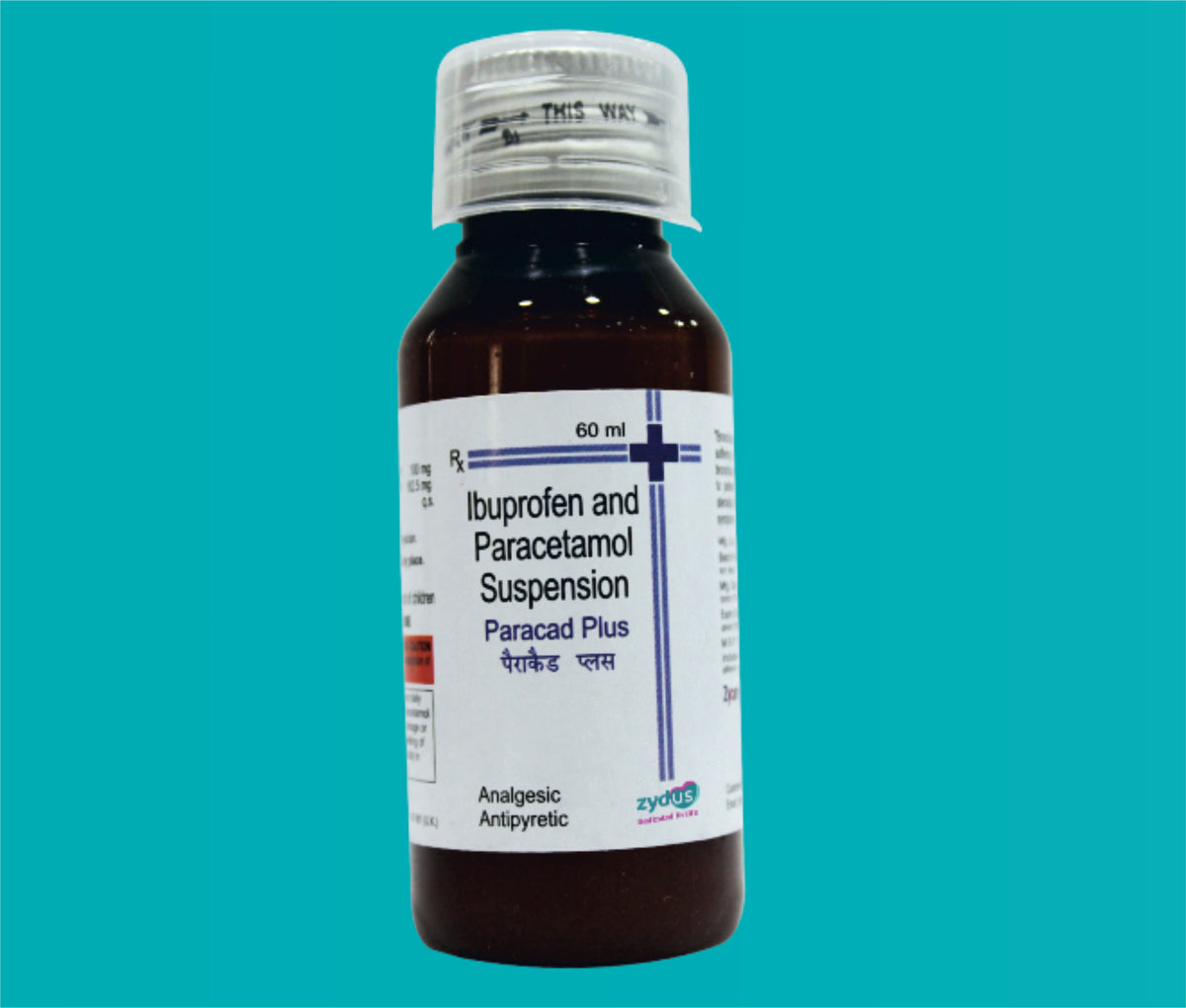 Paracad Plus Susp. (60ml.)Ibuprofen 100 Mg + Paracetamol 162.5 Mg by Zydus