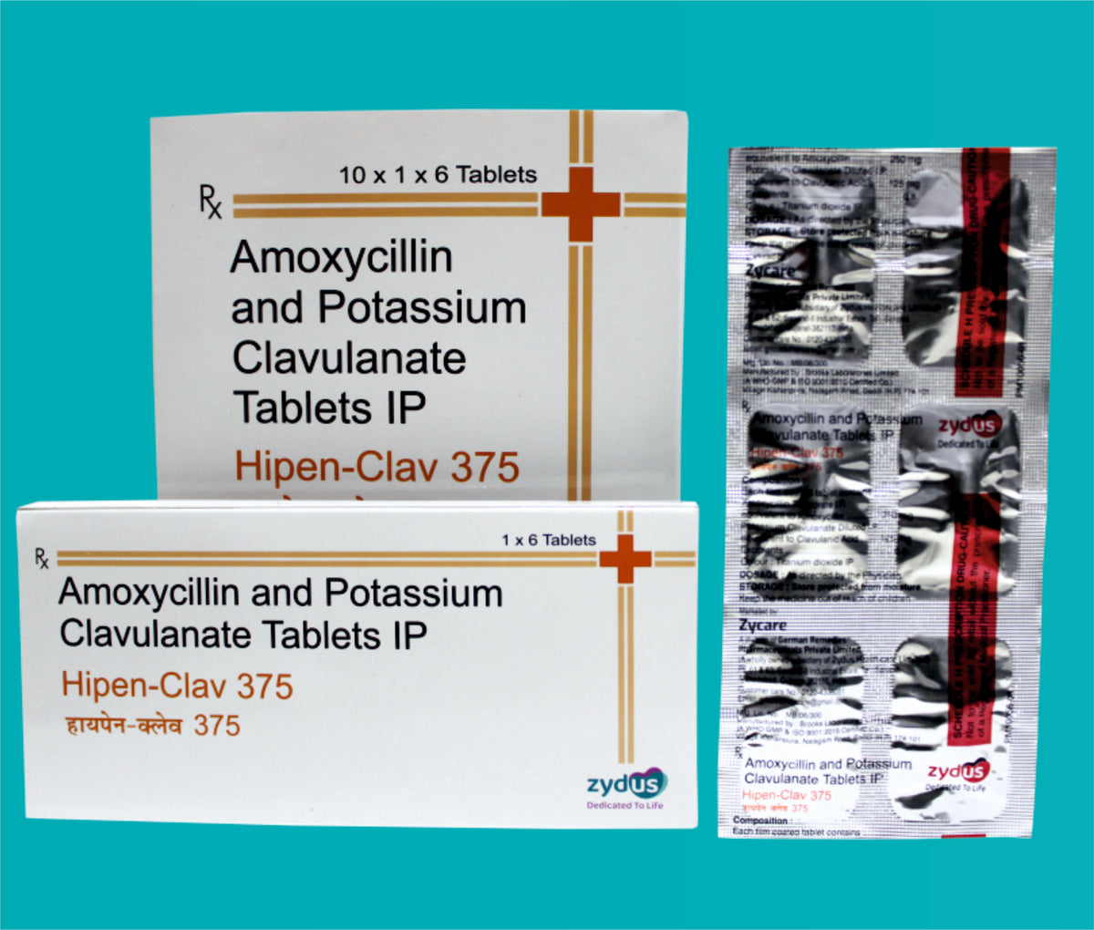 Hipen Clav -375 Tab (10x1x6)Amoxicillin 250 Mg + Clavulanic Acid 125 Mg by Zydus