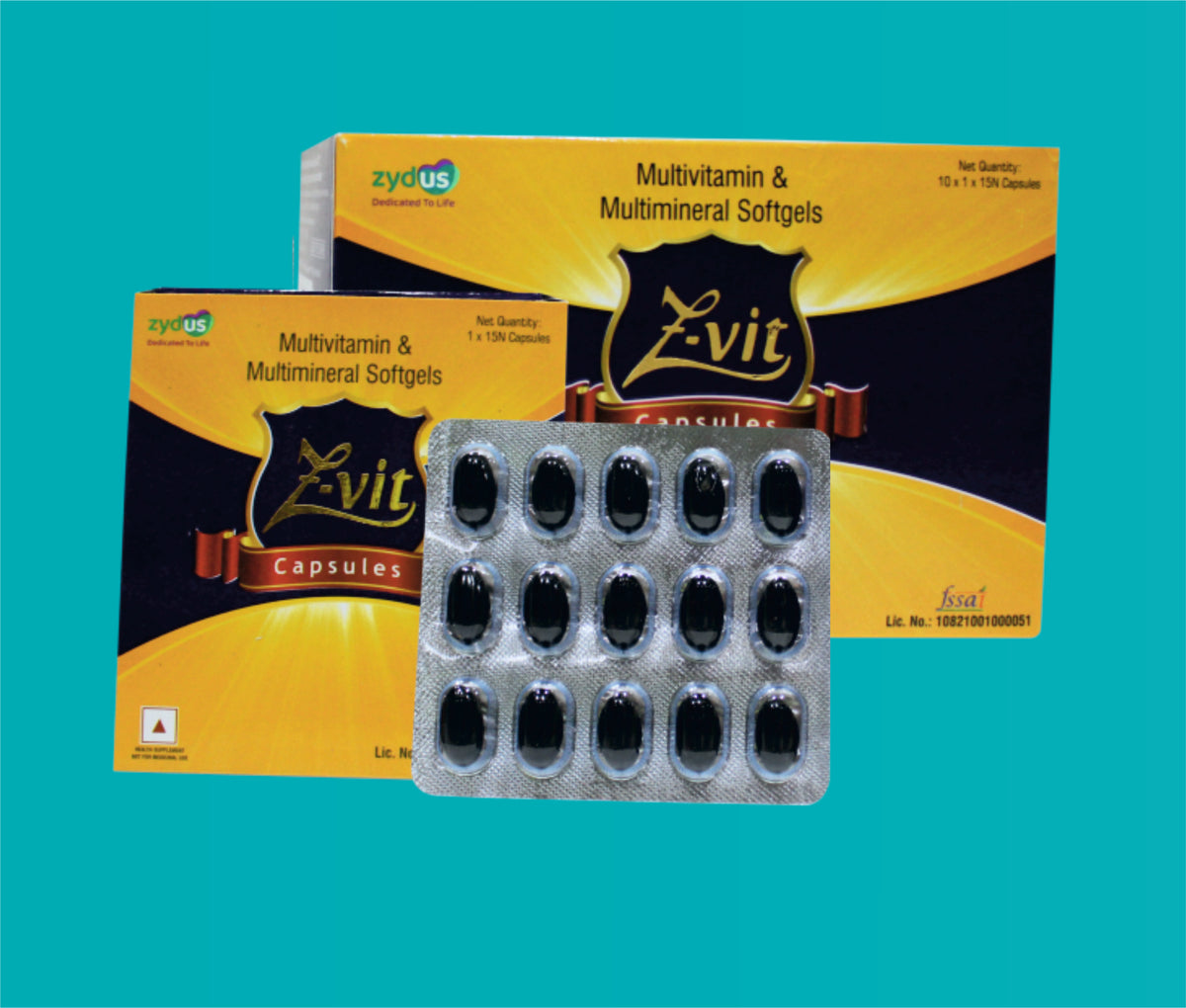 Z- Vit Soft Gel cap (10x1x15)Multivitamin & Multi Minerals Soft Gel Cap by Zydus