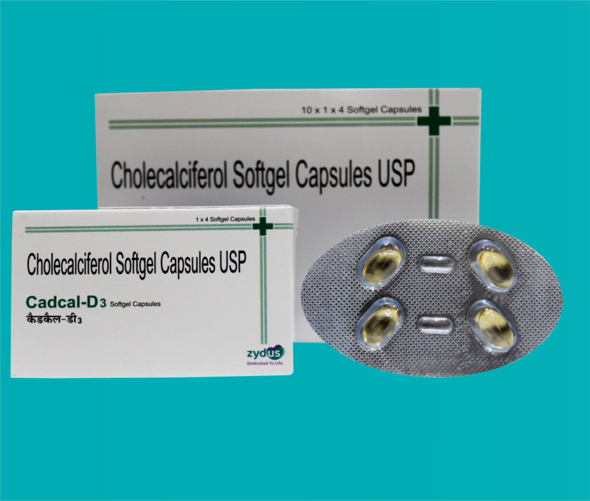 CADCAL-D3
Soft Gel Capsules (10x1x4)Vitamin D3 60,000 Iu by Zydus
