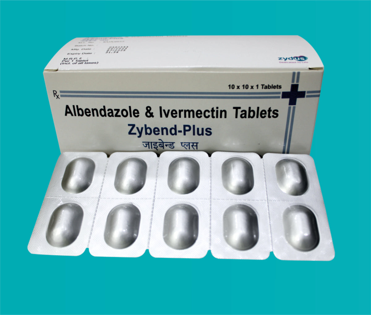 Zybend Plus Tabs (10x10x1)Albendazole 400 Mg + Ivermectin 6 Mg by Zydus