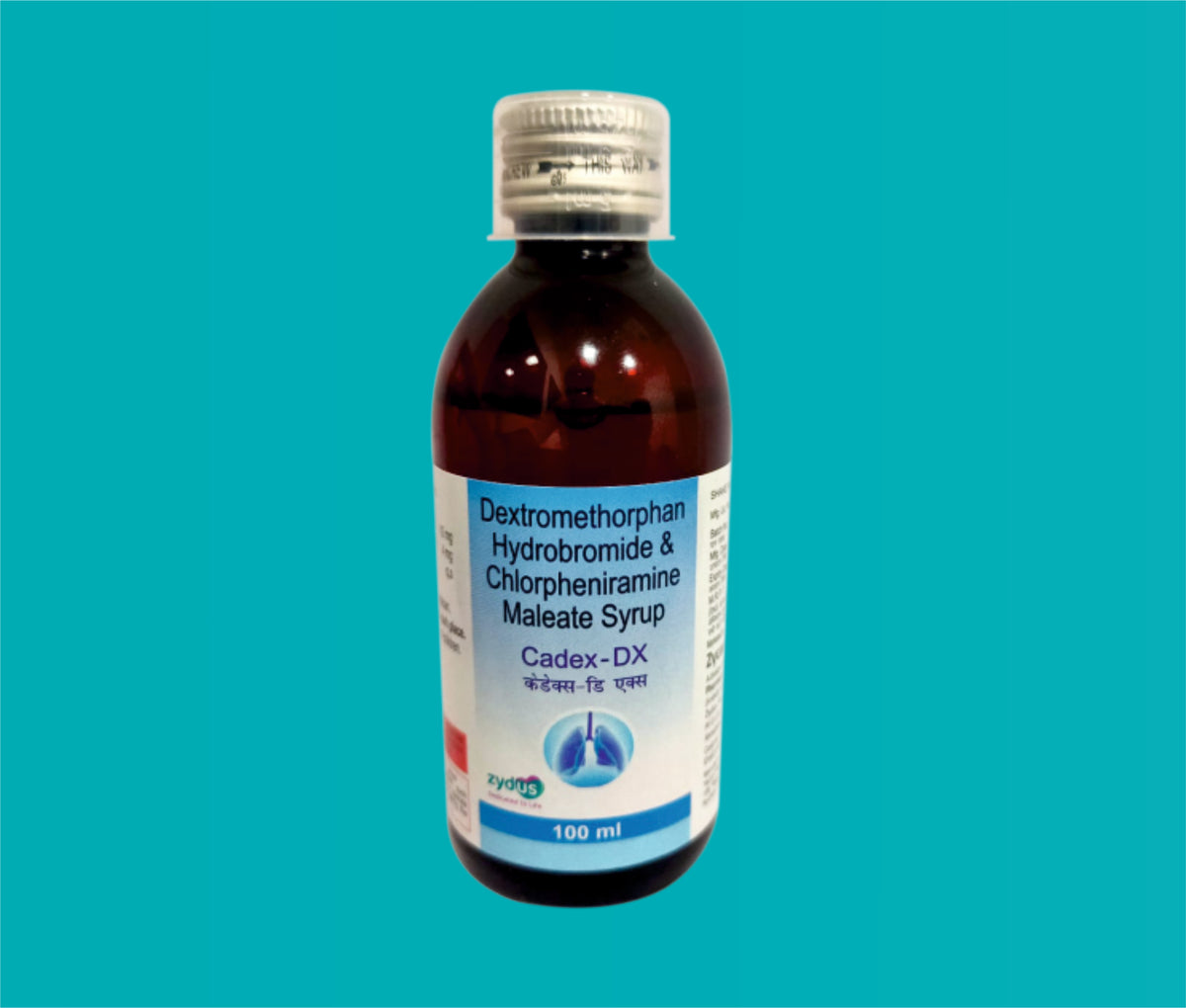 Cadex- DX Cough Syp with Measuring Cap (100ml.PetBottle)Dextromethorphan 10 Mg + Chlorpheniramine 4 Mg by Zydus