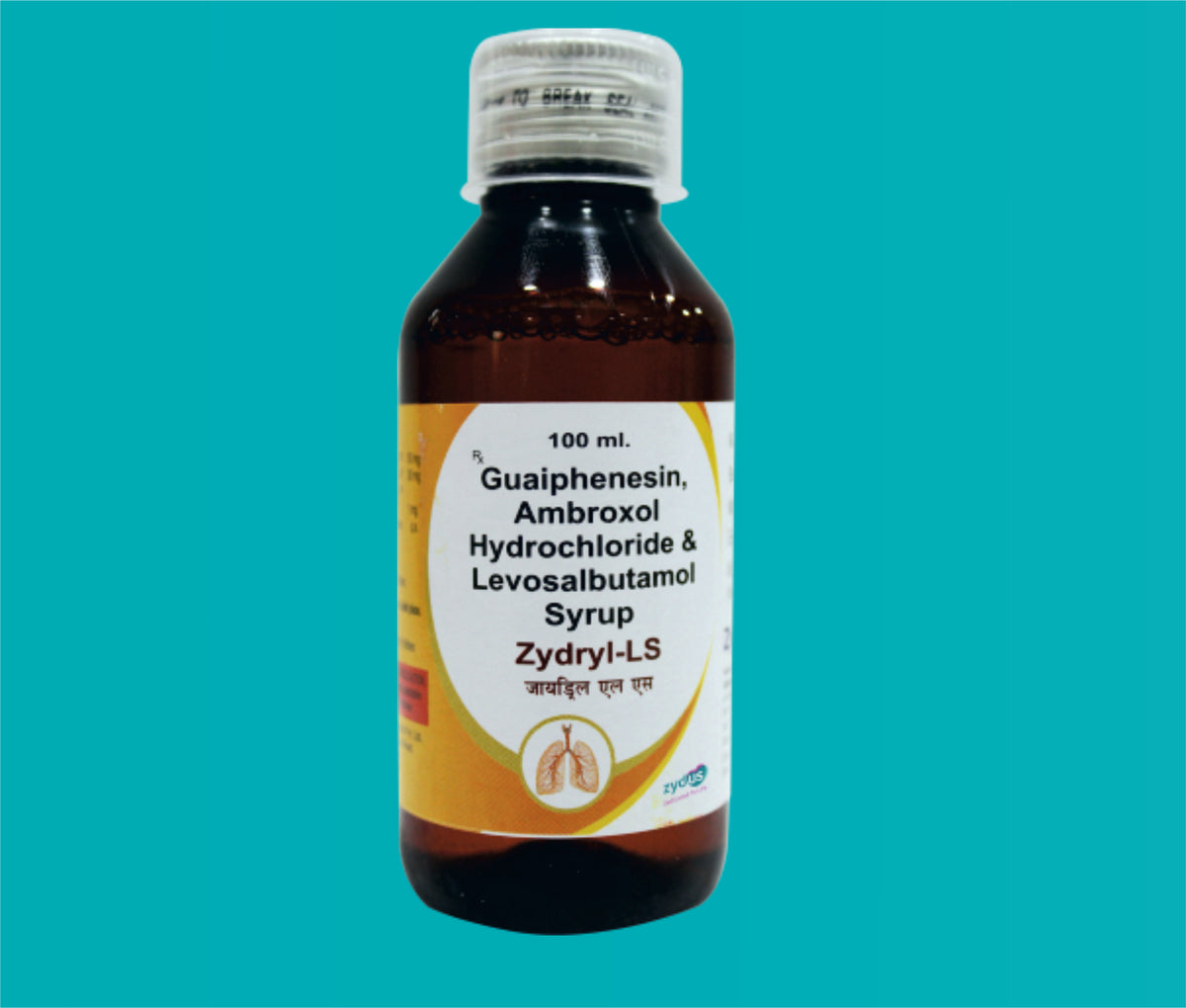 Zydryl-LS 100 ml Syp. (100ml.)Levosalbutamol 1 Mg + Ambroxol 30 Mg + Guaifenesin 50 Mg by Zydus