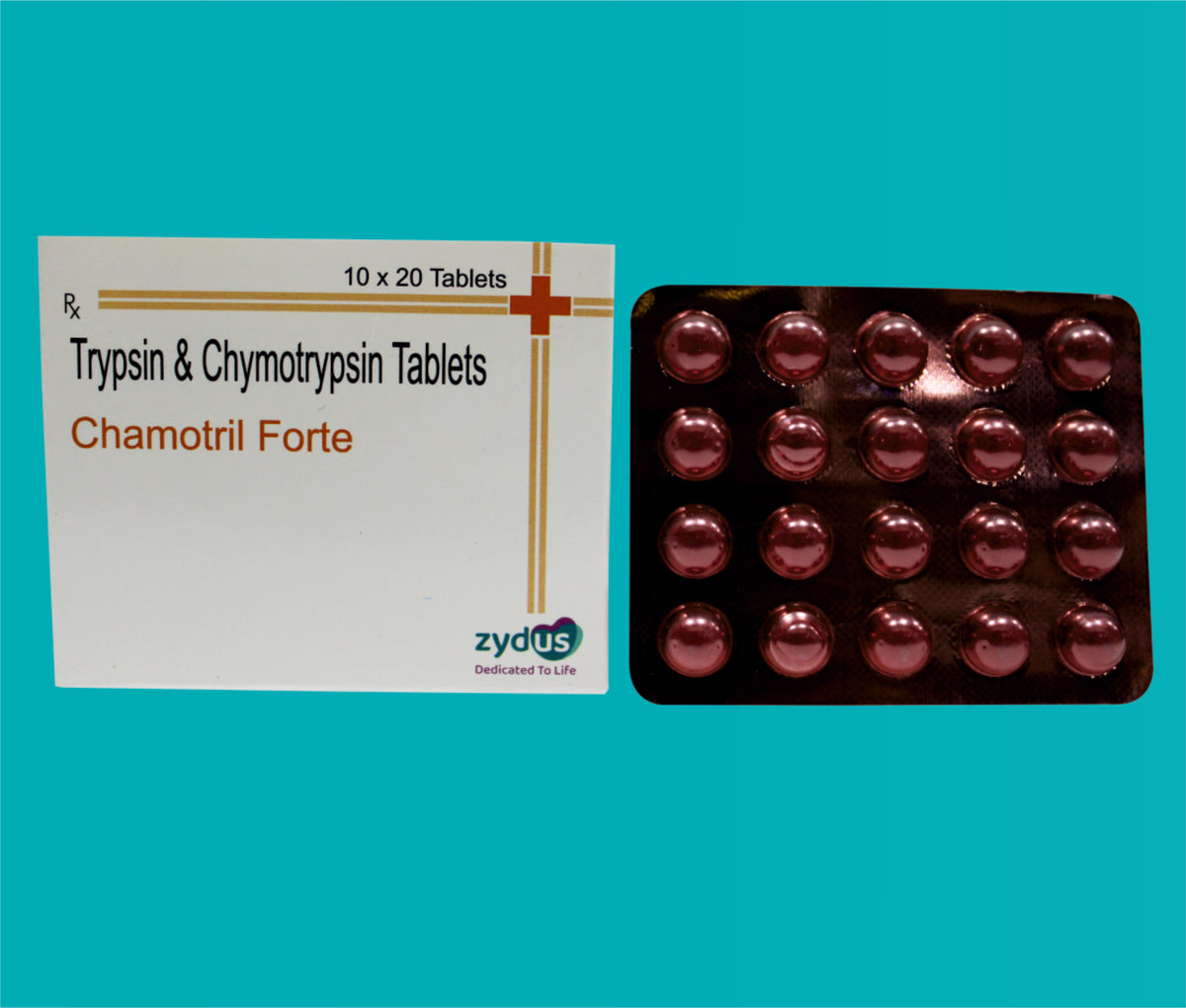 Chamotril Forte Tabs (10x20)Trypsin + Chymotrypsin 100000 Units by Zydus