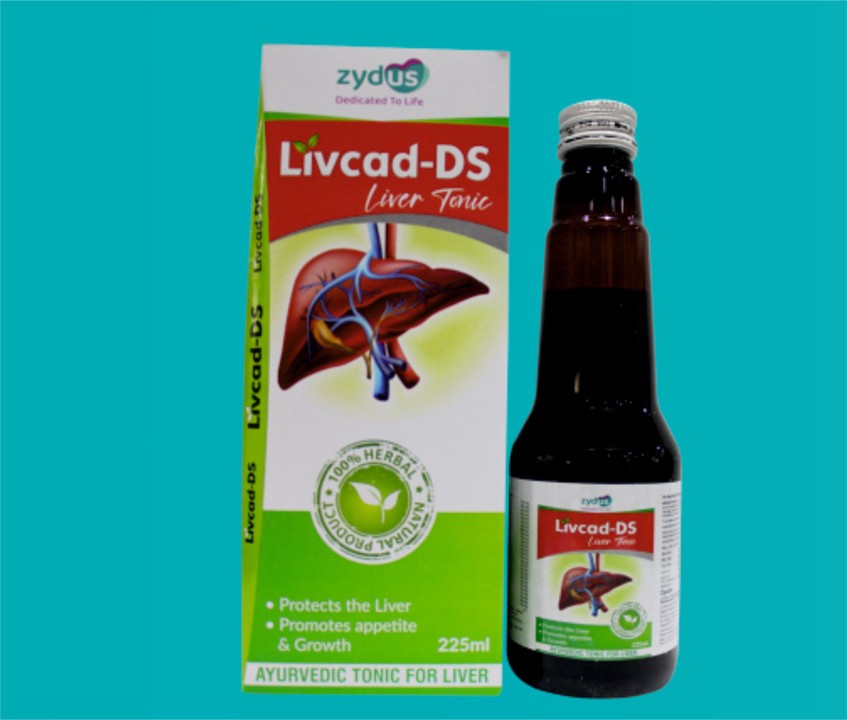 Livcad- DS Liver Tonic 225 ml (An Ayurvedic Formulation) (225ml.)Livcad- Ds Liver Tonic 225 Ml (An Ayurvedic Formulation) by Zydus