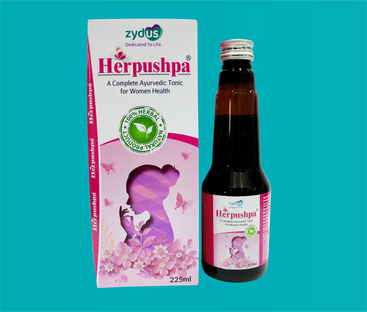 Herpushpa Tonic 225 ml.
(Ayurvedic medicine) (225ml.)Herpushpa Tonic 225 Ml.
(Ayurvedic Medicine) by Zydus