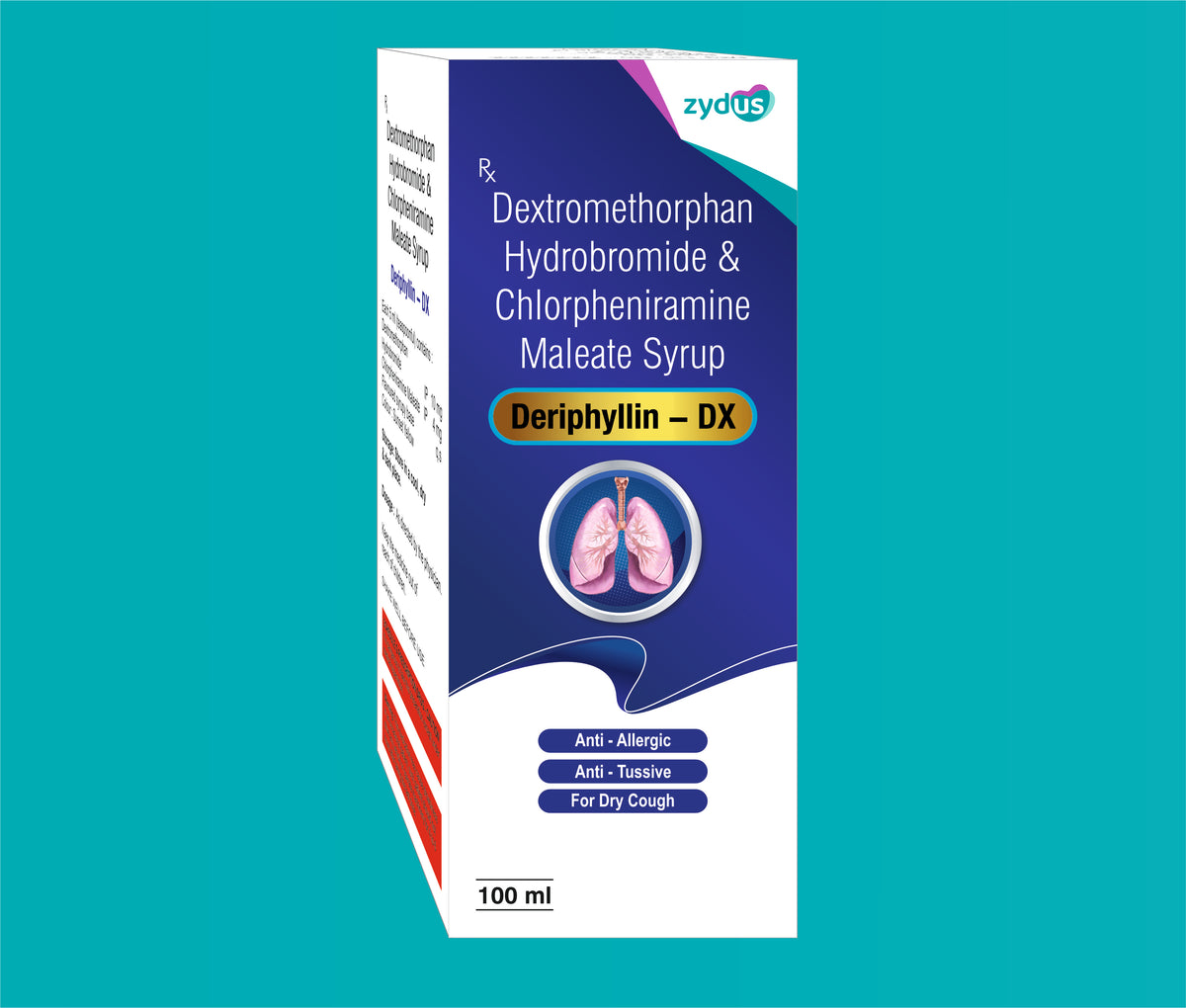Deriphyllin- DX Syp (100ml)Dextromethorphan 10 Mg + Chlorpheniramine 4 Mg by Zydus