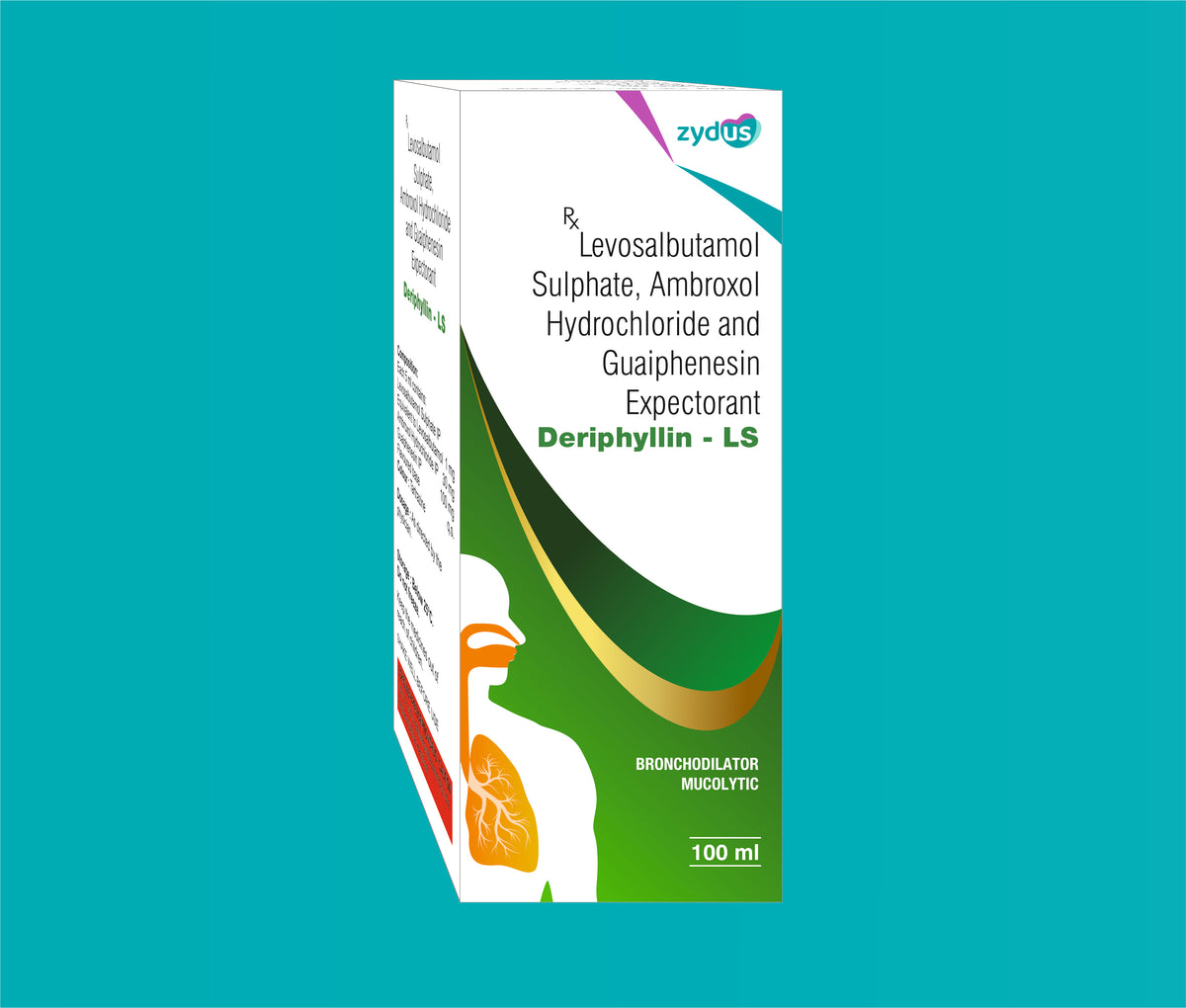 Deriphyllin- LS Syp (100ml)Levosalbutamol 1 Mg + Ambroxol 30 Mg + Guaifenesin 100 Mg by Zydus