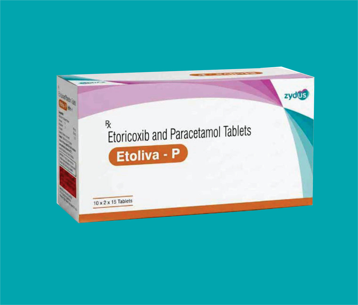 Etoliva P (10X2X15)Etoricoxib I.P. 60 mg Paracetamol I.P 325 mg by Zydus