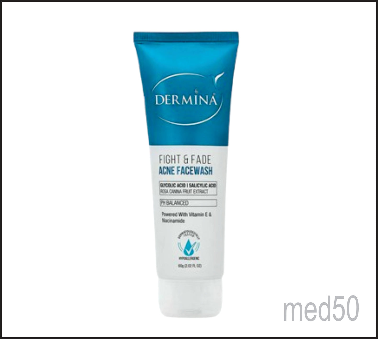 Dermina Anti Acne Gel Facewash (Glycolic Acid + Salicylic Acid + Rosa Canina Fruit extract with Vitamin E and Niacinamide)