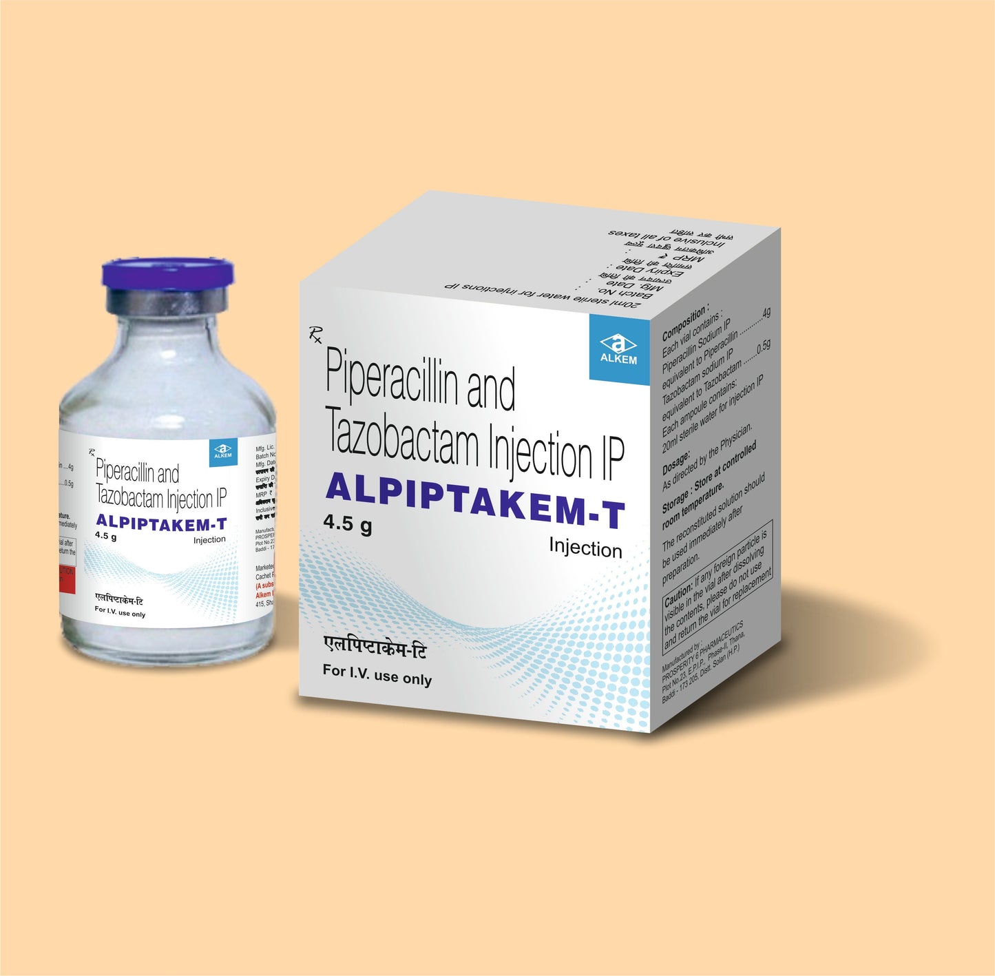 Alpiptakem-T Injection (Vial) ( Piperacillin 4 G + Tazobactam 0.5 Mg ) By Alkem