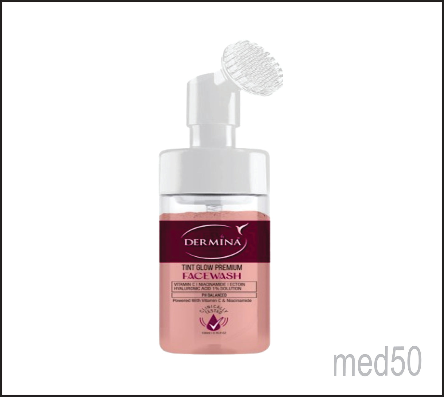 Dermina Foaming Facewash with Tint for Instant Glow (Vitamin C +Niacinamide+Ectoin+Hyaluronic Acid 1% Solution )