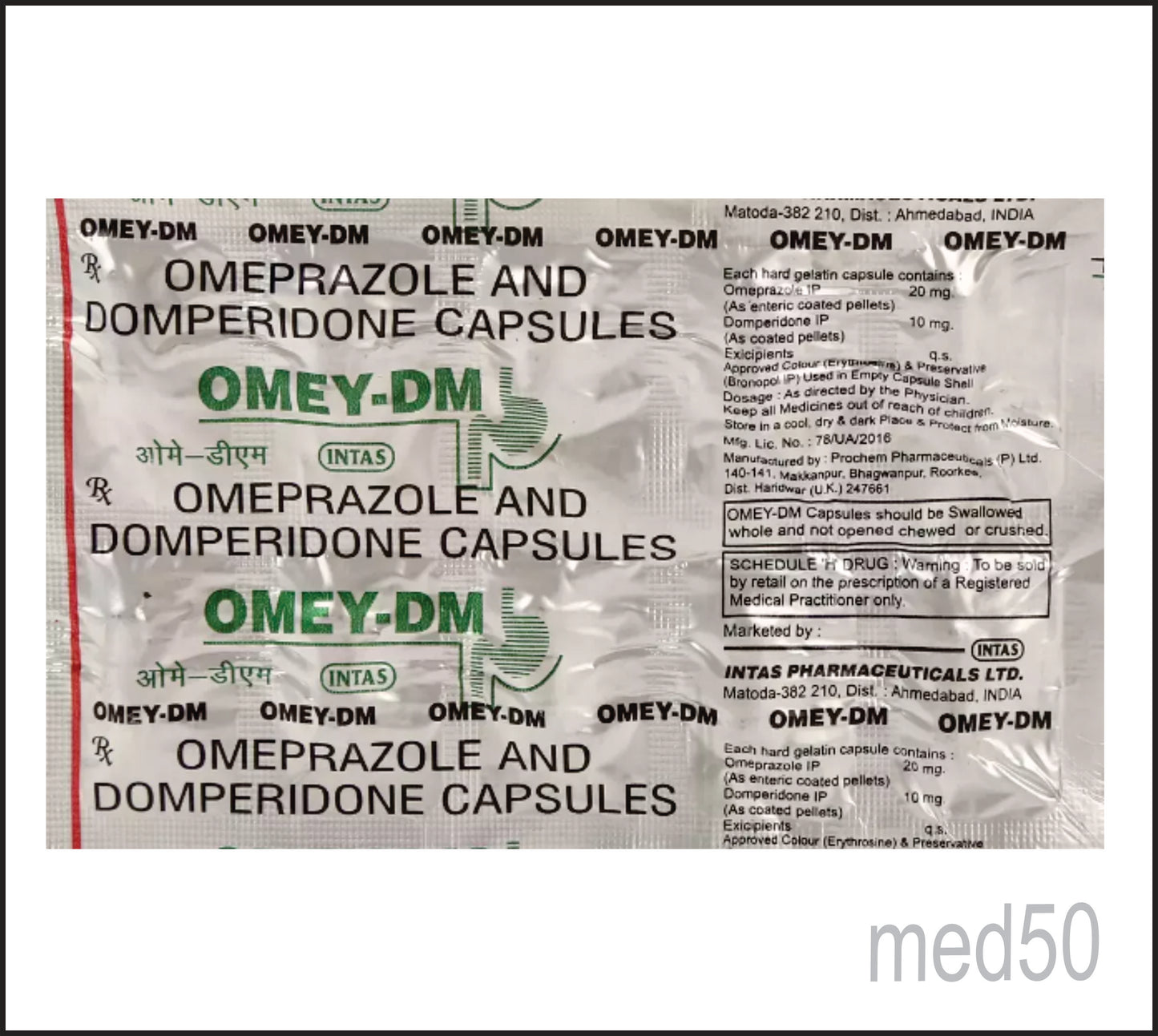 Omey-Dm Cap (Omeprazole 20 mg + Domperidone 10 mg)