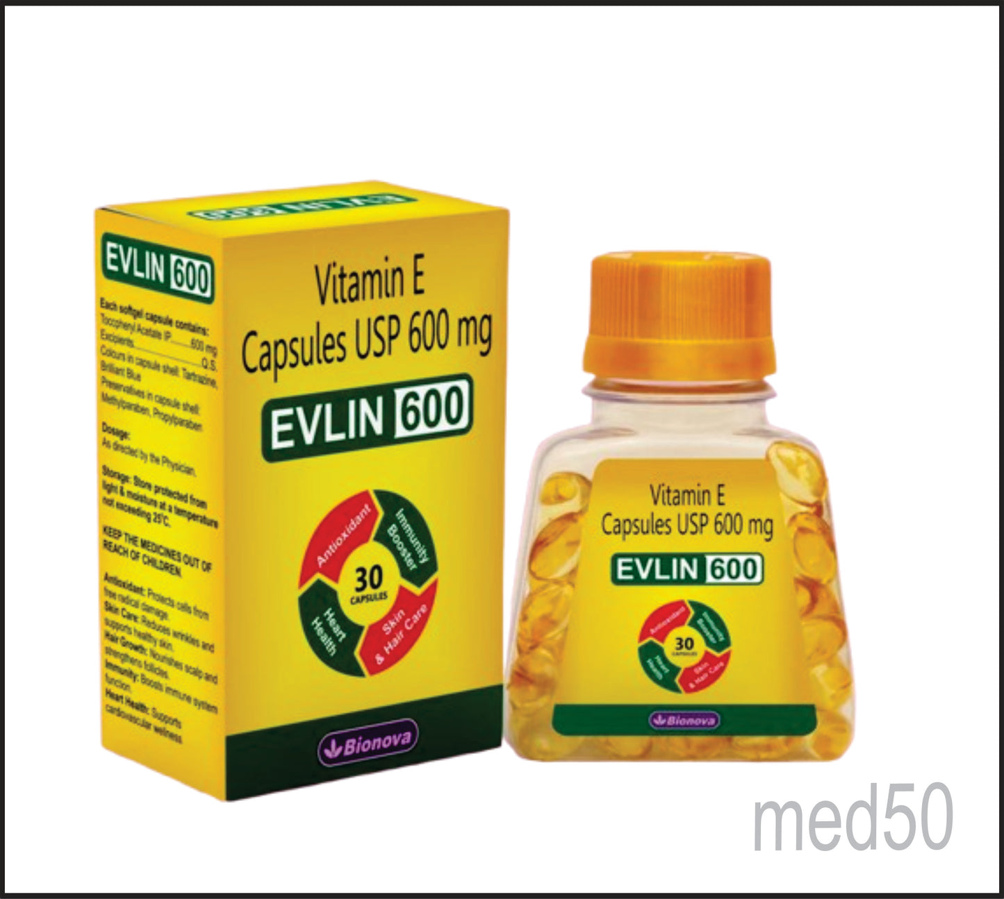 EVLIN-600 SOFTGEL (Tocopheryl Acetate (Vitamin E) 600 mg)