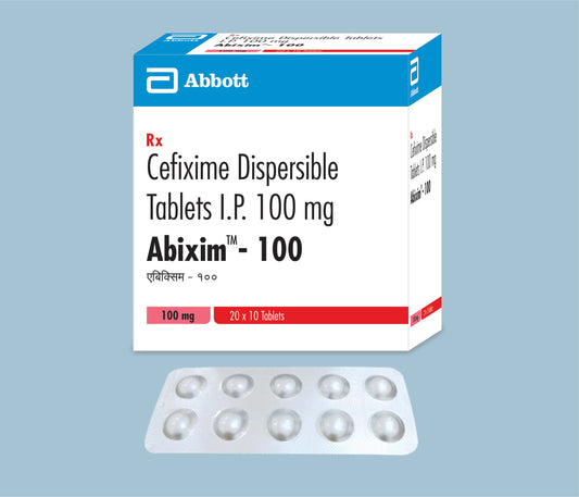 Abixim 100 Tablets 10Tabs ( Cefixime Dispersible 100Mg ) By Abbott