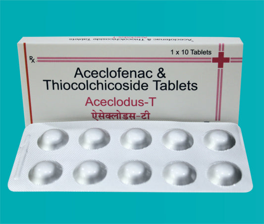 ACECLODUS-T TABS
(ALU- ALU PACK) 10x1x10 ( Aceclofenac IP 100 mg Thiocolchicoside IP 4 mg ) by Zydus
